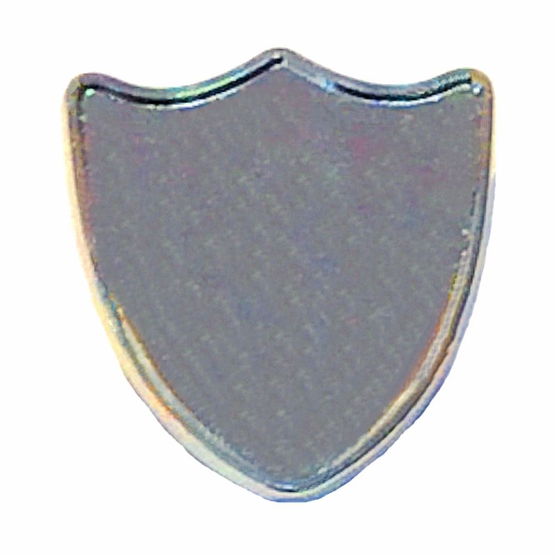 Premium badge shield 29x32 silver pin clasp & clear dome